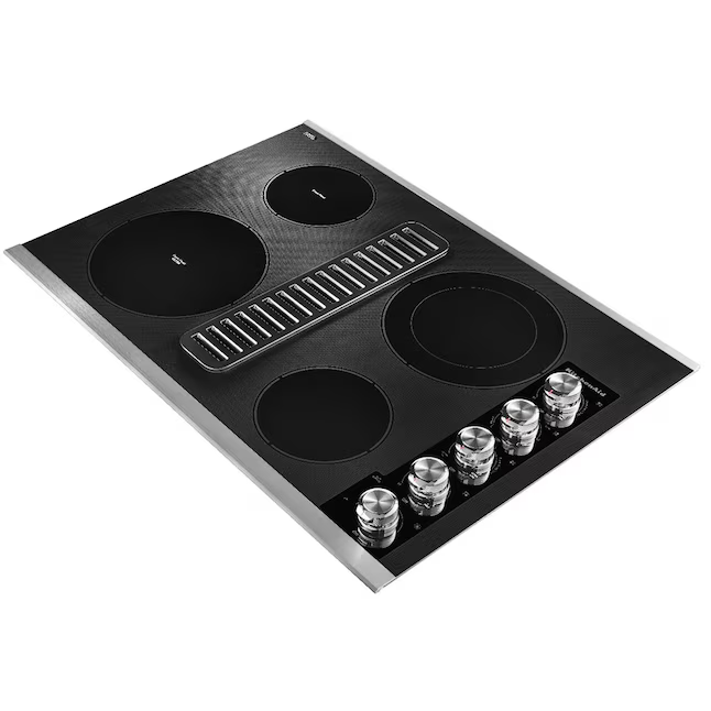 KitchenAid 30-in 4 burners Smooth Surface (Radiant) Stainless Steel Electric Cooktop with Downdraft Exhaust, KCED600GSS/01 *JR2508, Retail: $2,499.00, FINAL PRICE: $1,399.99 + TAX