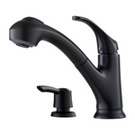 Pfister Shelton Matte Black Double Handle Deck-Mount Kitchen Faucet (Includes Deck Plate) (Includes Soap Dispenser), F-WKP-701B *JR2510, Retail: $129.00, FINAL PRICE: $77.99 + TAX