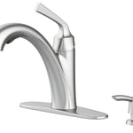 Alpine Reserve Mullen Spot Free Stainless Steel Single Handle Deck-mount Pull-out Kitchen Faucet with Sprayer (Includes Deck Plate) (Includes Soap Dispenser), 67222W-123402, MSRP: $99.00, FINAL PRICE: $59.99