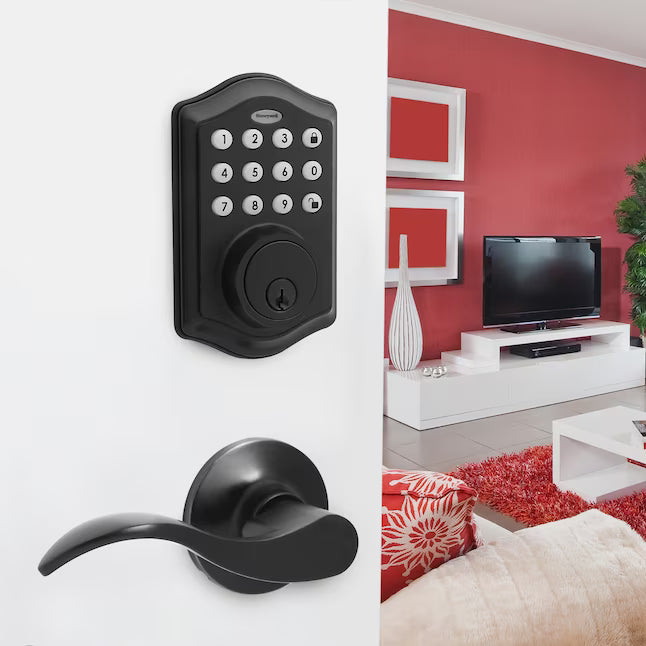 Honeywell Matte Black Keypad Electronic Deadbolt and Handle Lock, FINAL PRICE: $49.99 + TAX