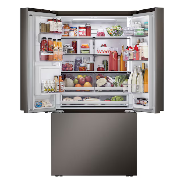 LG Counter-Depth Counter Depth MAX 4 Types of Ice 25.5-cu ft Smart French Door Refrigerator with Dual Ice Maker - Water and Ice Dispenser (Fingerprint Resistant Steel), ENERGY STAR
