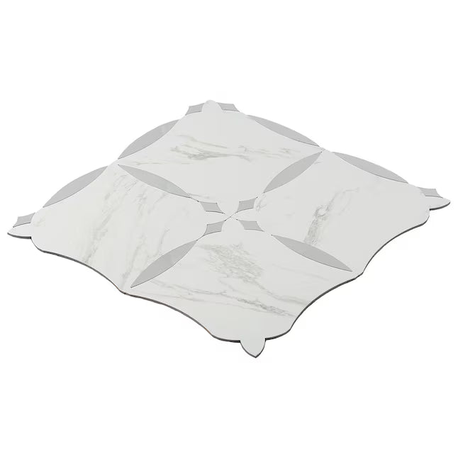 **PER PC** Carrara Point 12x12 Peel & Stick Mosaic, SF210039,  14.52sf, 15pcs, 13lbs, FINAL PRICE: $3.99/pc, $59.85/bx + Tax