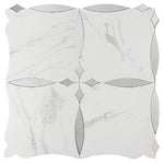 **PER PC** Carrara Point 12x12 Peel & Stick Mosaic, SF210039,  14.52sf, 15pcs, 13lbs, FINAL PRICE: $3.99/pc, $59.85/bx + Tax