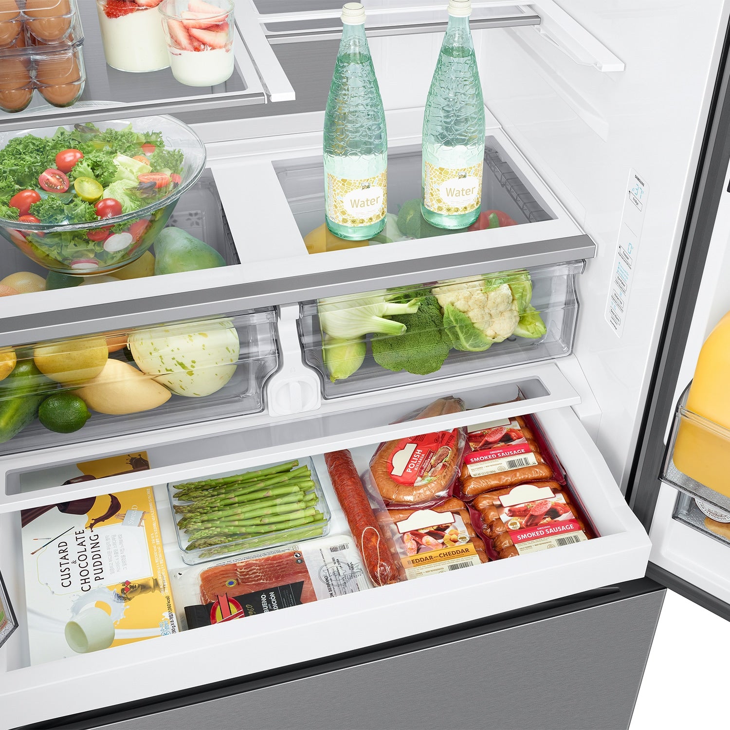 Samsung Standard-Depth Mega Capacity Family Hub 30-cu ft, 36-in Wide Smart Compatible French Door Refrigerator with Triple Ice Maker (Water & Ice Dispenser Included)