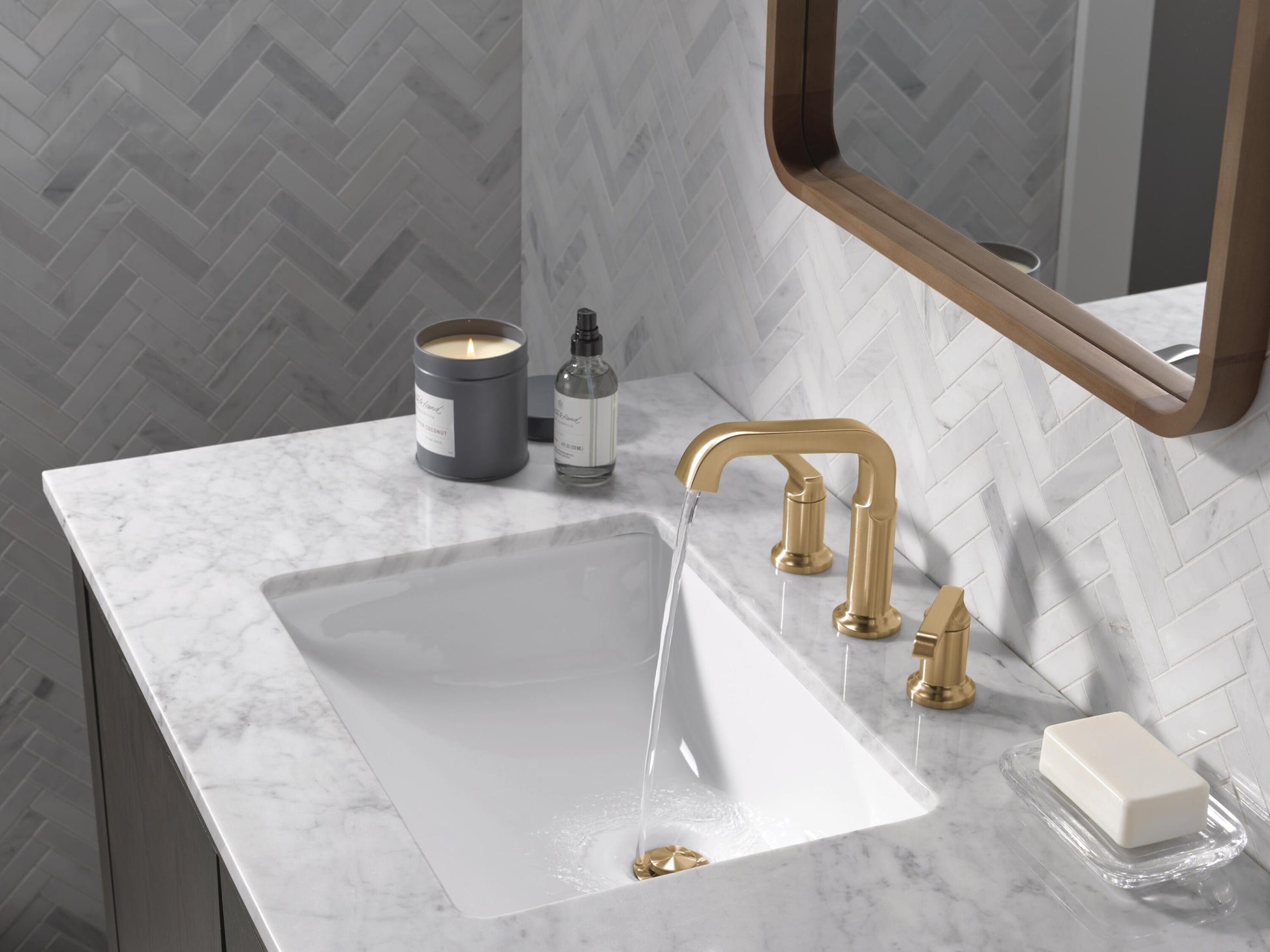 Delta Tetra Two Handle Widespread Bathroom Faucet in Lumicoat Champagne Bronze, 35589-CZ-PR-DST, MRSP: $599, FINAL PRICE: $299.99 + TAX