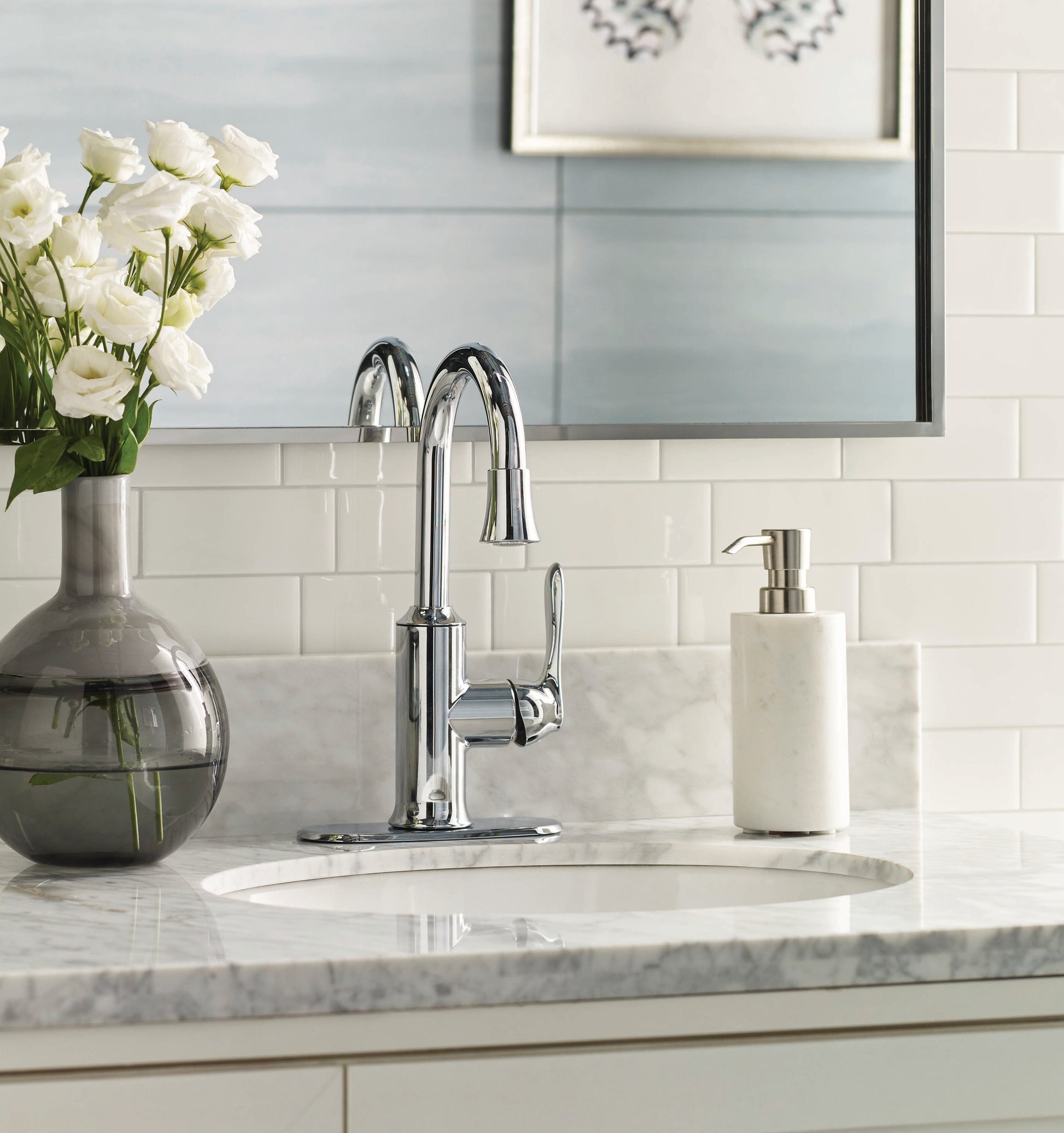 Alpine Reserve Brookes Chrome 4-in centerset 1-handle WaterSense High-arc Residential Handle Bathroom