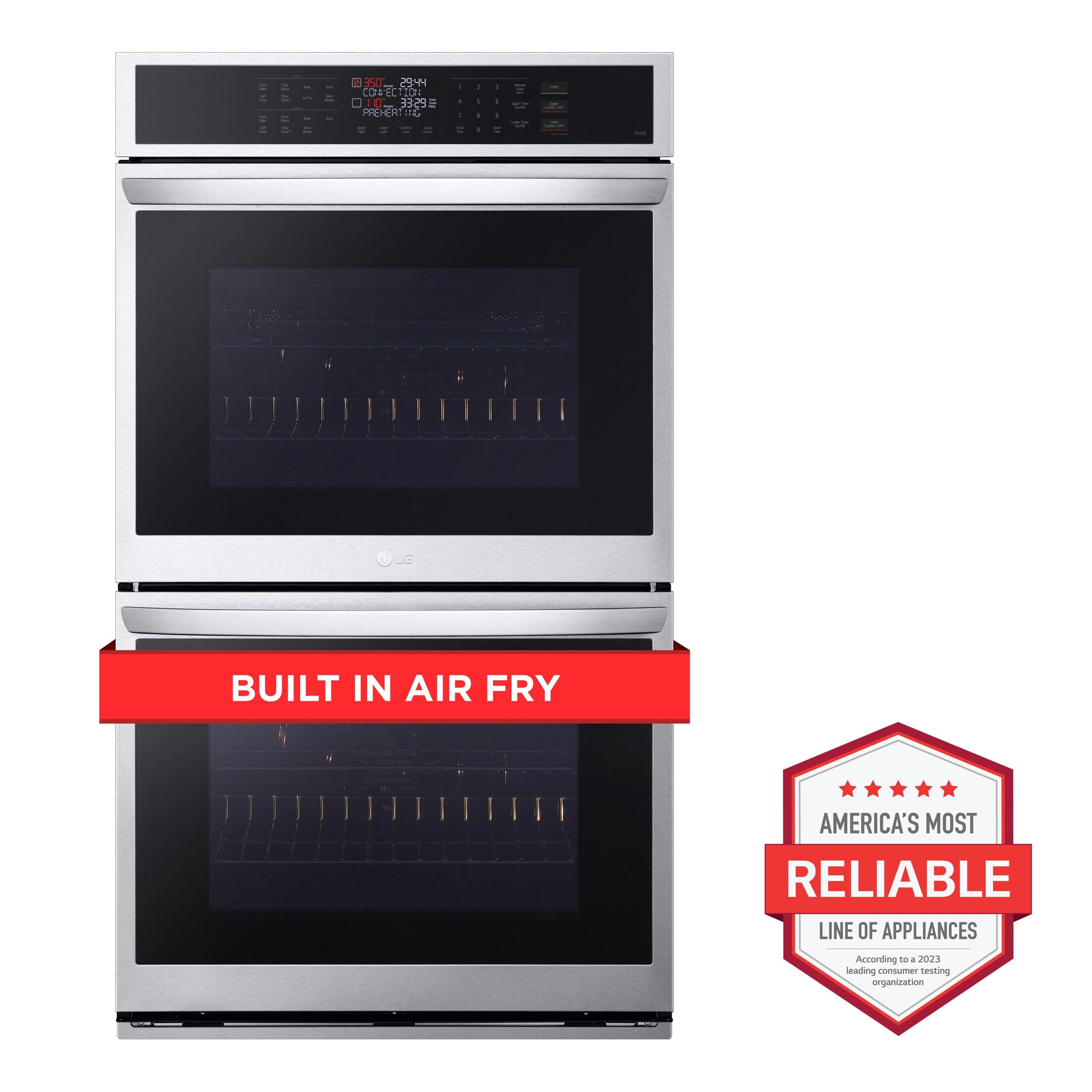 LG 30 inch Double Electric Wall Oven with Air Fry Self-cleaning ( PrintProof Stainless Steel )