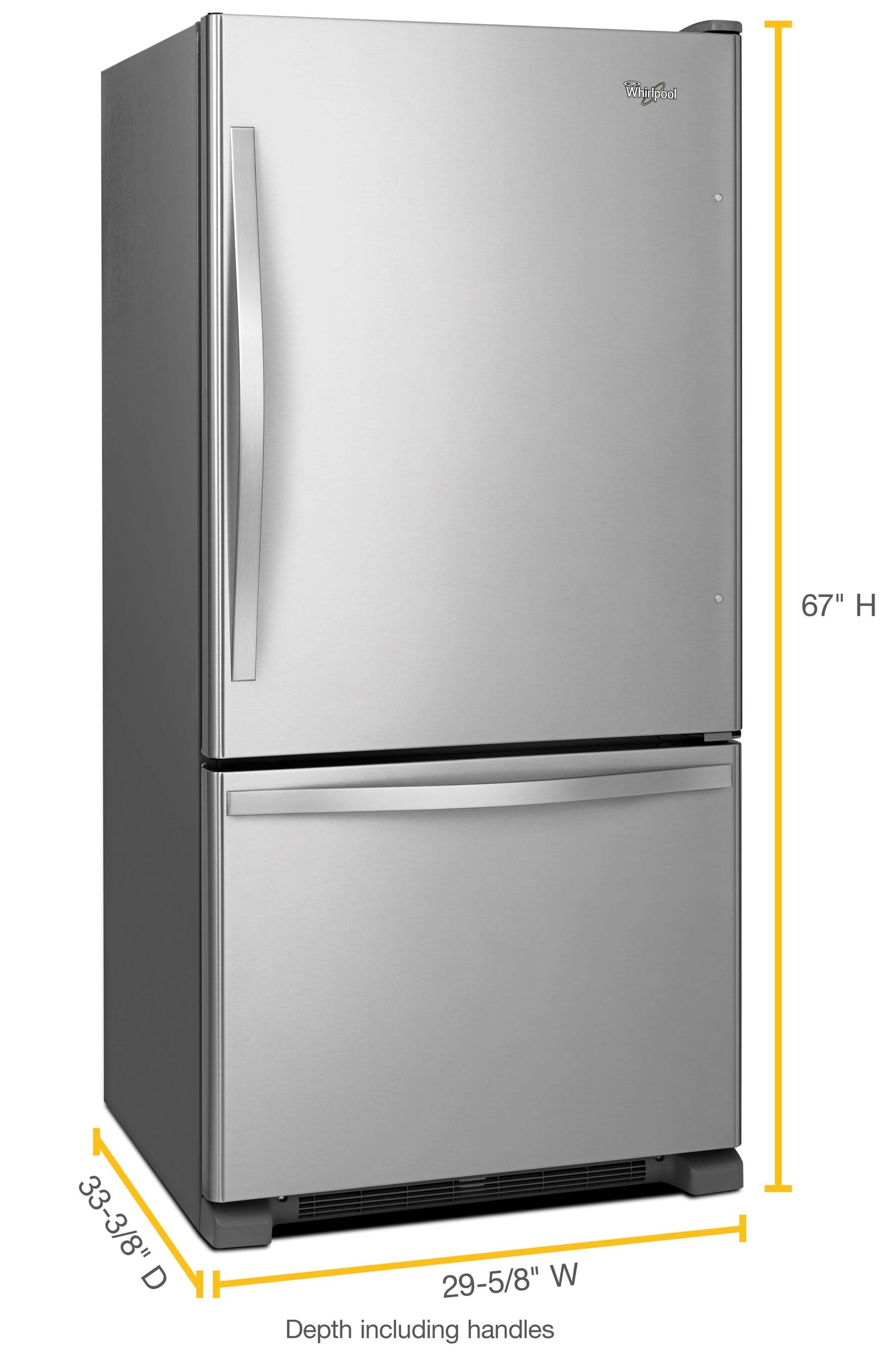 Whirlpool 18.7-cu ft Standard-Depth 30-in Wide Bottom-Freezer Refrigerator with Ice Maker ( Stainless steel ) ENERGY STAR Certified