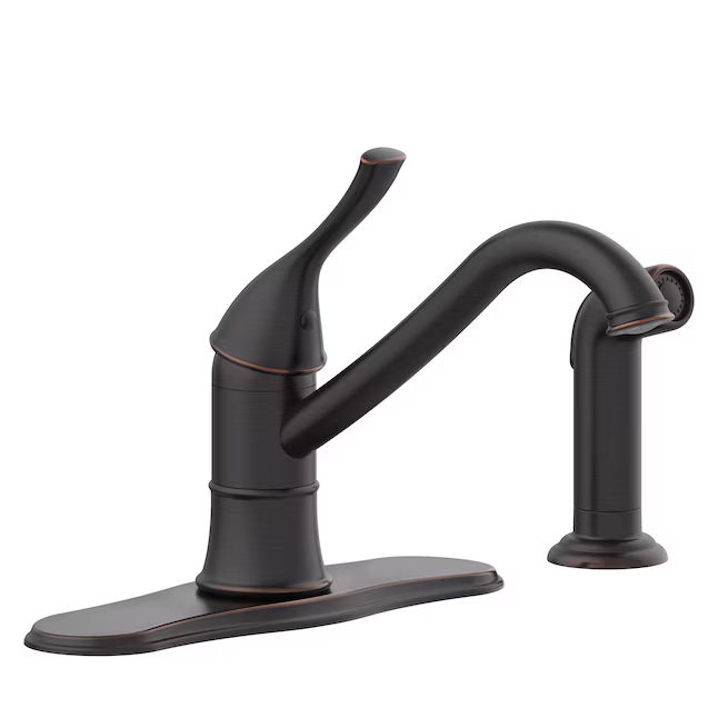 Project Source WILEY Oil Rubbed Bronze Single Handle Deck-Mount Kitchen Faucet (Includes Deck Plate + Side Sprayer), 67916W-102707 *JR2511, Retail: $99.00, FINAL PRICE: $59.99 + TAX