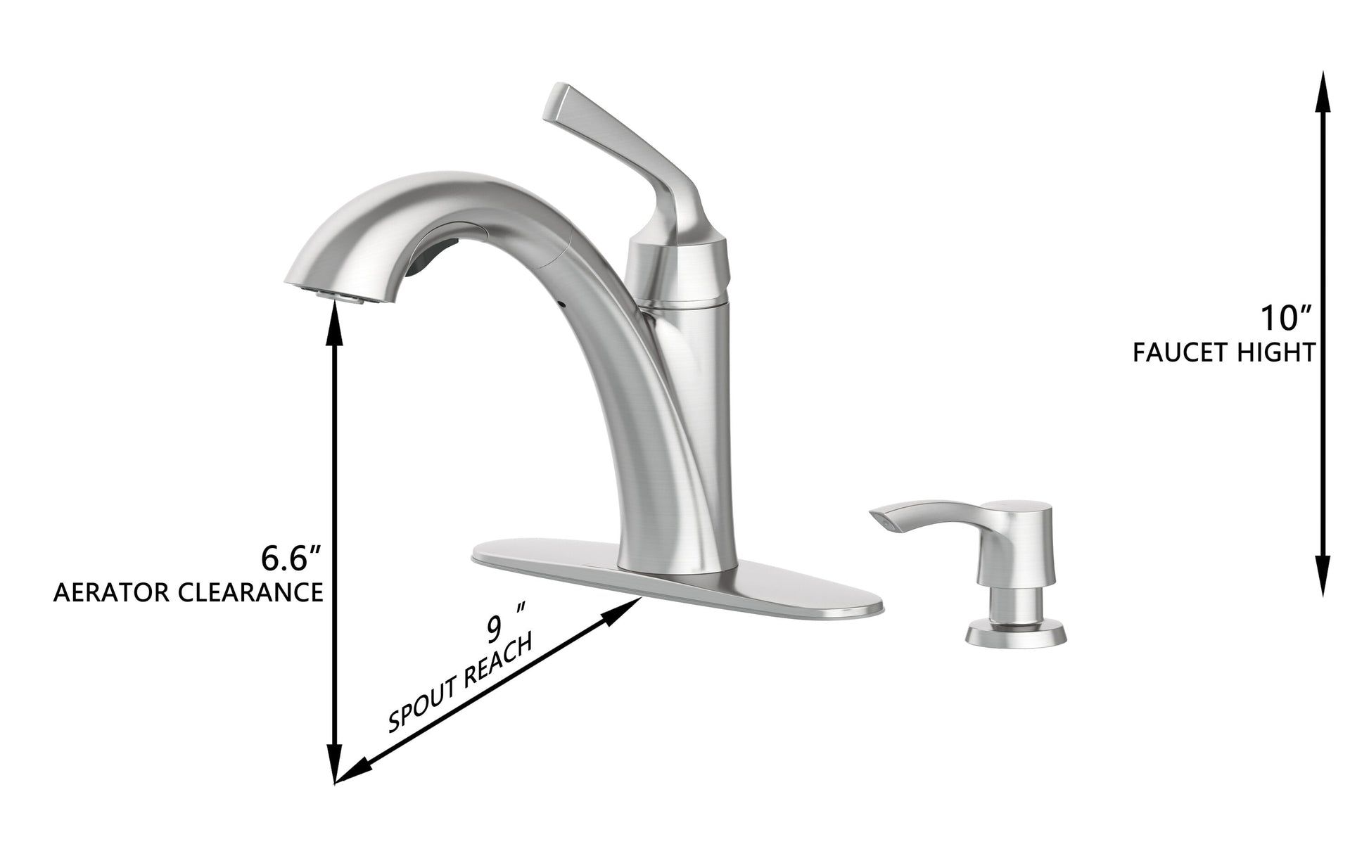 Alpine Reserve Mullen Spot Free Stainless Steel Single Handle Deck-mount Pull-out Kitchen Faucet with Sprayer (Includes Deck Plate) (Includes Soap Dispenser), 67222W-123402, MSRP: $99.00, FINAL PRICE: $59.99