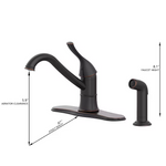 Project Source WILEY Oil Rubbed Bronze Single Handle Deck-Mount Kitchen Faucet (Includes Deck Plate + Side Sprayer), 67916W-102707 *JR2511, Retail: $99.00, FINAL PRICE: $59.99 + TAX