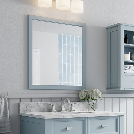 Alpine Reserve Canterbury 28-in x 32-in Framed Bathroom Vanity Mirror (Light Blue), 1227MR-28-287, FINAL PRICE: $49.99 + Tax