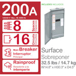 Square D Homeline 200 -Amp 8 -Spaces 16 -Circuit Outdoor Main Breaker Plug-On Neutral Load Center