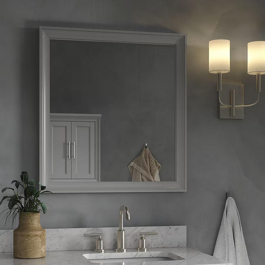 Ellen DeGeneres Anaheim 28-in x 30-in Framed Bathroom Light Gray Mirror, 1580MR-28-242, FINAL PRICE: $39.99 + Tax