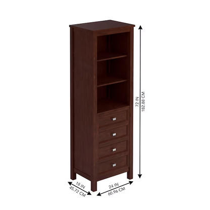 Alpine Reserve Canterbury 24-in x 72-in x 18-in Mahogany Freestanding Soft Close Linen Cabinet, 1227FC-24-202, FINAL PRICE: $299.99 + Tax