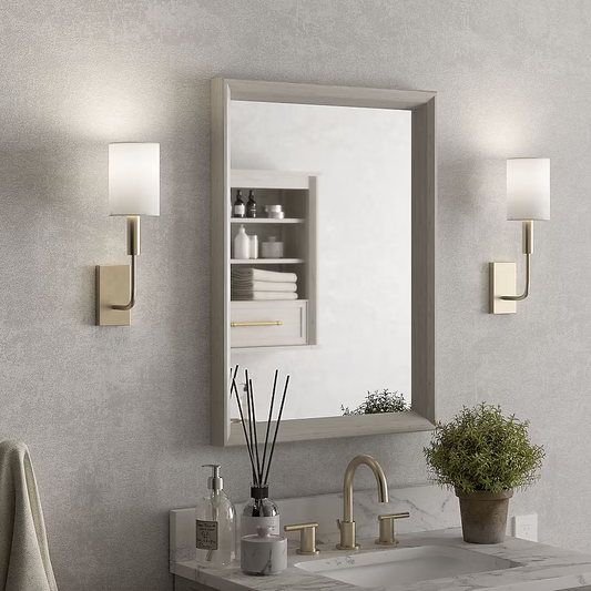 Ellen DeGeneres Riven 22-in x 30-in Coastal Oak Framed Bathroom Vanity Mirror, 1480MR-22-283, FINAL PRICE: $79.99 + Tax