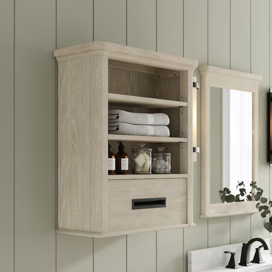 Alpine Reserve Larsen 24-inch Cerused Natural Oak Soft Close Bathroom Wall Cabinet, 1694WC-24-274, FINAL PRICE: $49.99 + Tax