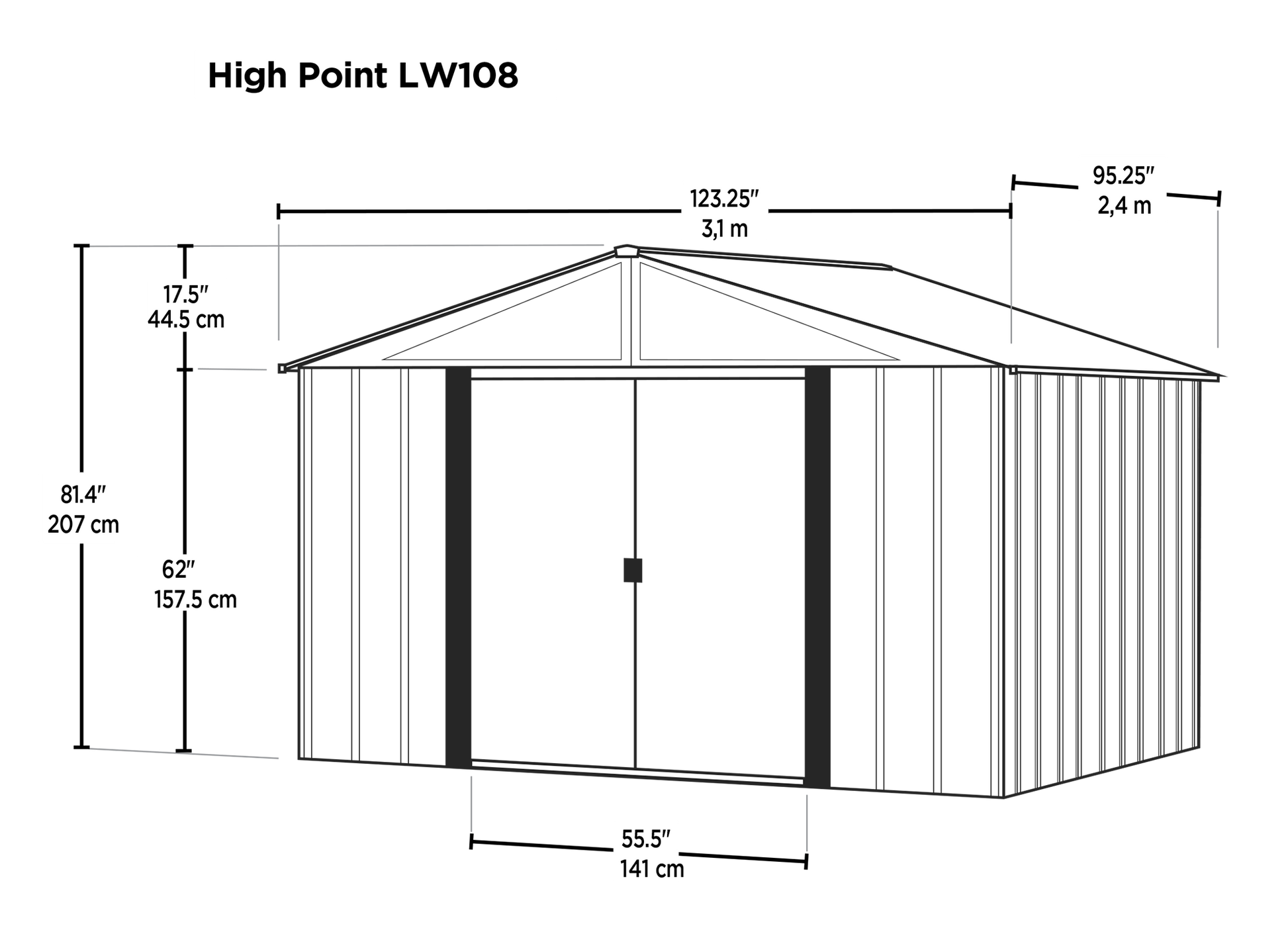Arrow 10-ft x 8-ft High Point Galvanized steel Metal Storage Shed