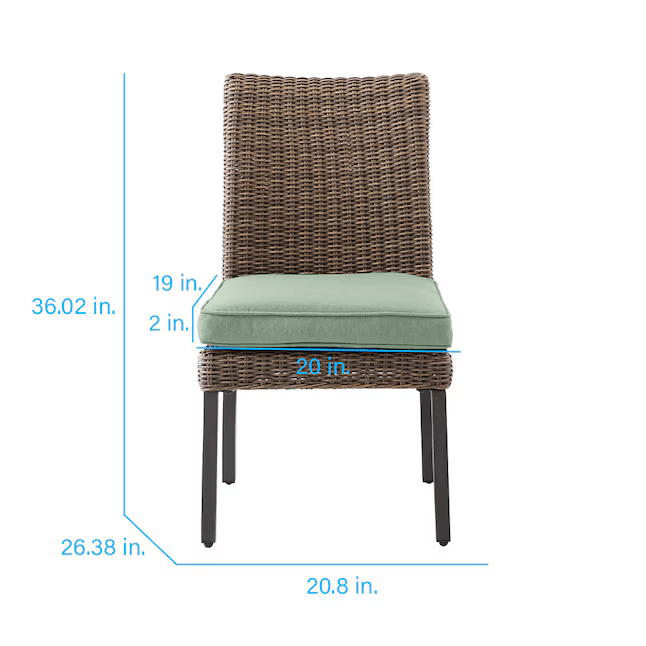 Allen + Roth Isla Park SET OF 4 Woven Brown Steel Frame Stationary Dining Chair with Green Cushioned Seat 5106723 FRS81359-C, MSRP: $800, [FB019] - Final Price: $429.99 + Tax