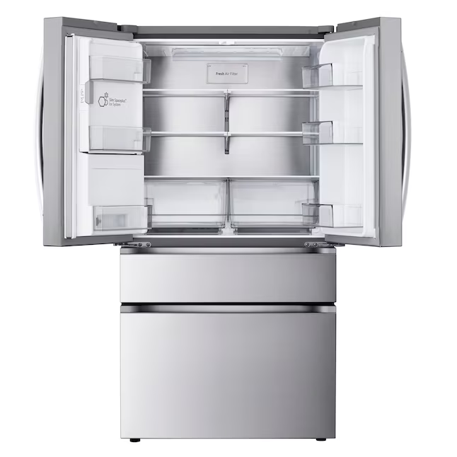 LG Standard-Depth 28.6-cu ft 4-Door Smart Compatible French Door Refrigerator with Dual Ice Maker with Water and Ice Dispenser (PrintProof Stainless Steel), LF29H8330S/01 *JR2509, Retail: $3,699.00, FINAL PRICE: $1,599.99 + TAX
