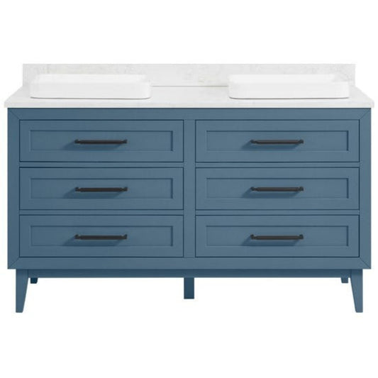 Origin 21 Edison 60-in Chambray Vanity with Semi-Recessed Engineered Carrara Marble Top, 1690VA-60-318-925-SR, FINAL PRICE: $999.99 + Tax