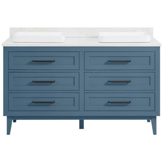 Origin 21 Edison 60-in Chambray Vanity with Semi-Recessed Engineered Carrara Marble Top, 1690VA-60-318-925-SR, FINAL PRICE: $999.99 + Tax