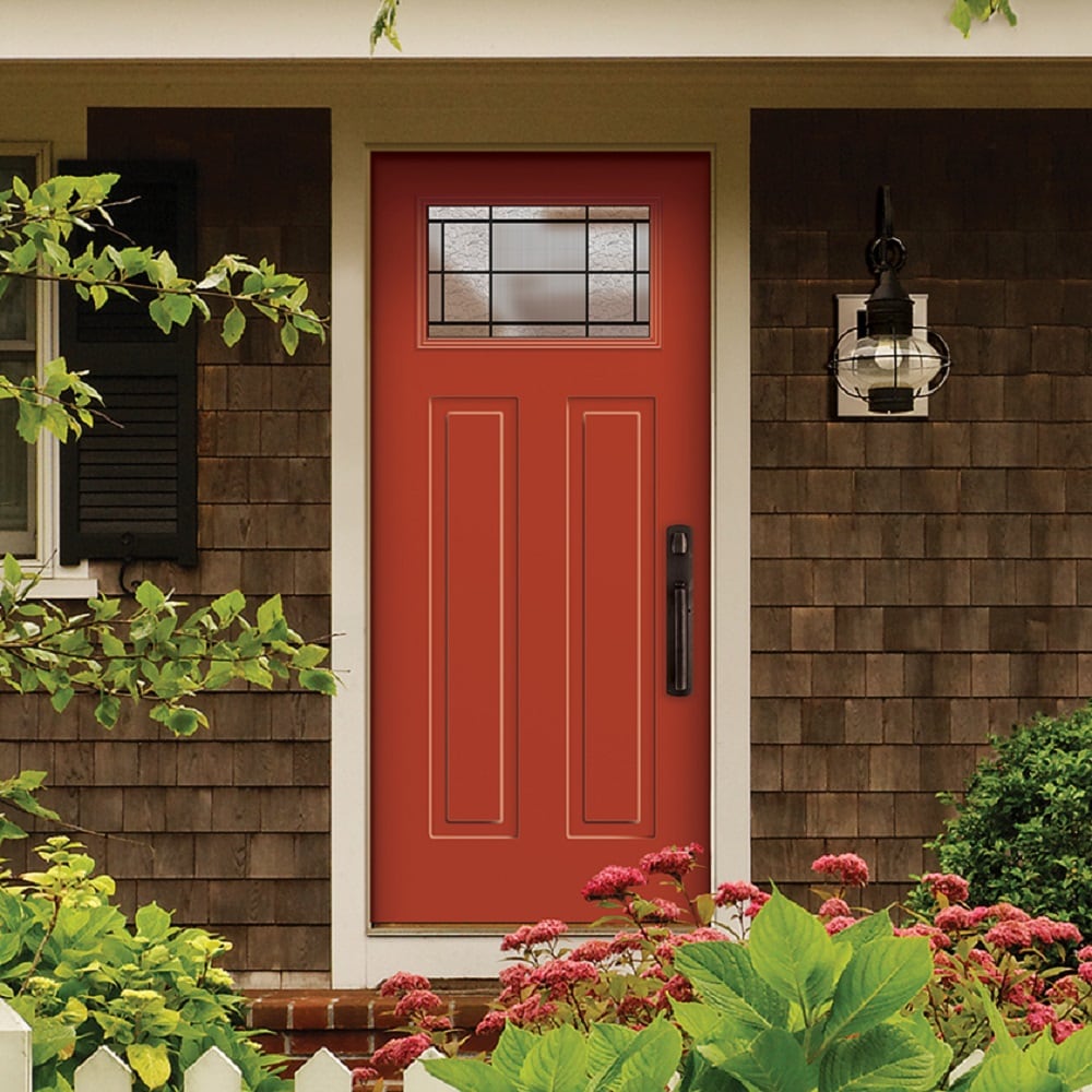 5517518  RELIABILT 36-in x 80-in x 4-9/16-in Steel Left-hand inswing Prehung Residential Insulating core Front