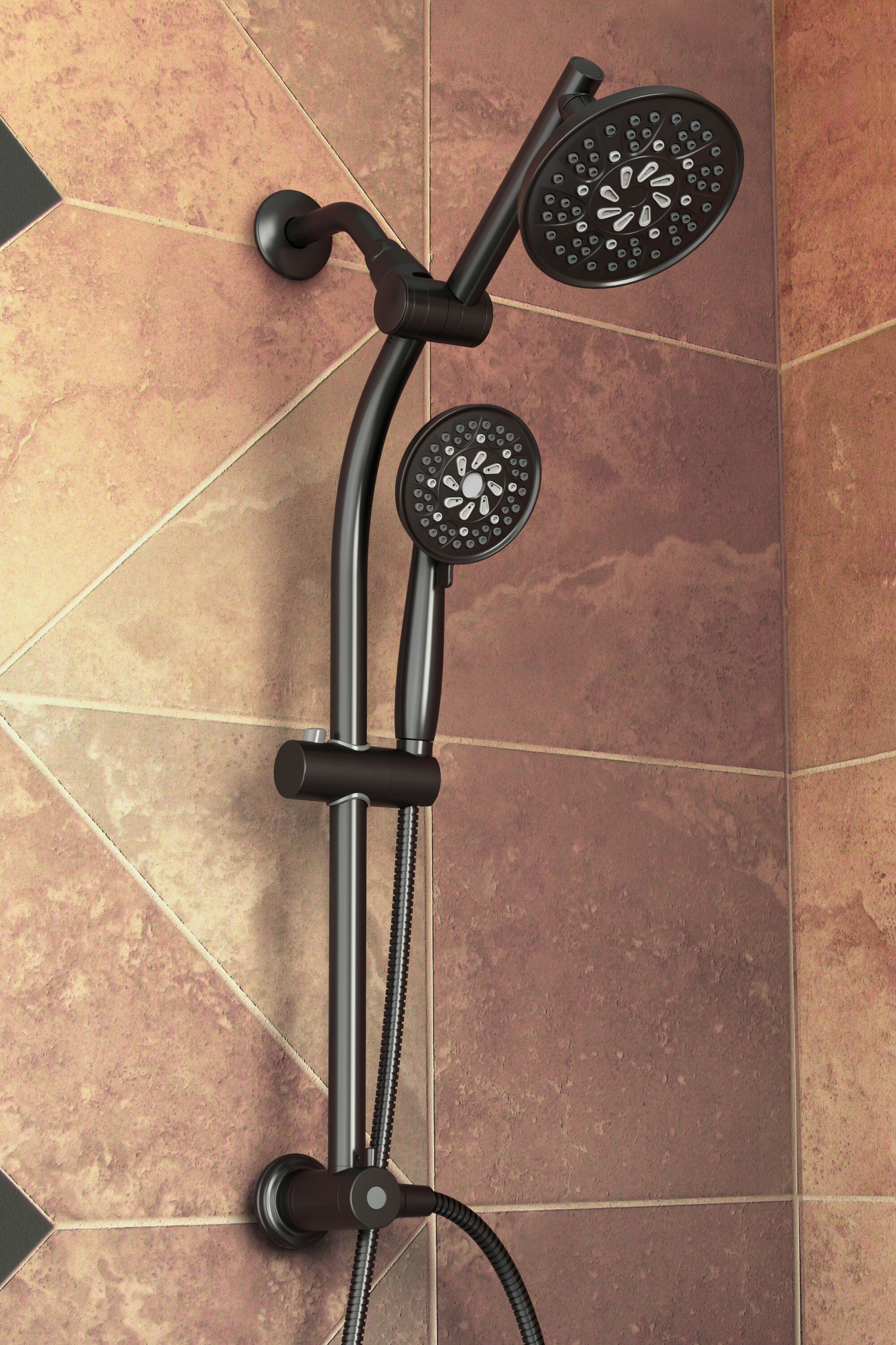 Alpine Reserve Matte Black 5.98-in Shower Faucet Bar System with 2-way Diverter