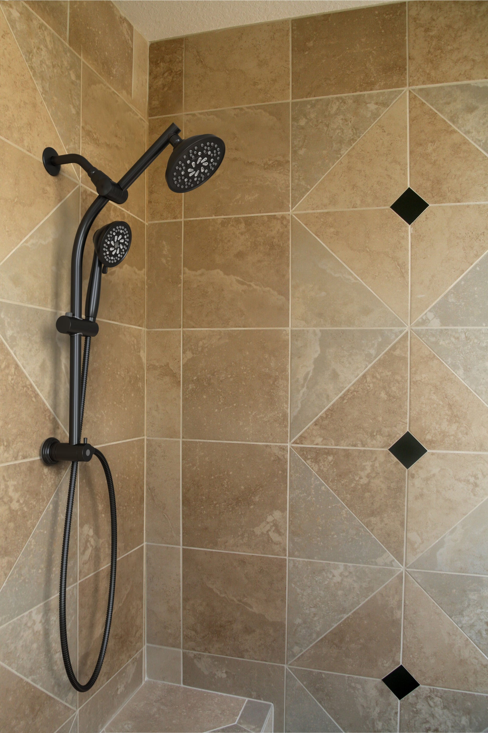 Alpine Reserve Matte Black 5.98-in Shower Faucet Bar System with 2-way Diverter