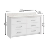 Greentouch Home Knowell 60-in White Oak Semi-Recessed Double Sink Bathroom Vanity with Engineered Carrara Marble Top, 1883VA-60-241-925-SR, [FB269], FINAL PRICE: $1299.99 + Tax