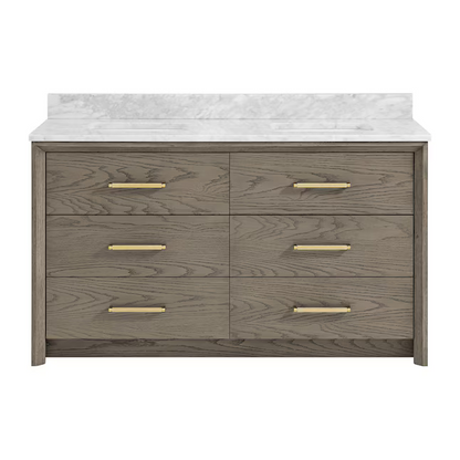 Greentouch Home Knowell 60-in Rustic Taupe Oak Vanity with Engineered Carrara Marble Top, 1883VA-60-267-925-UM, FINAL PRICE: $899.99 + Tax