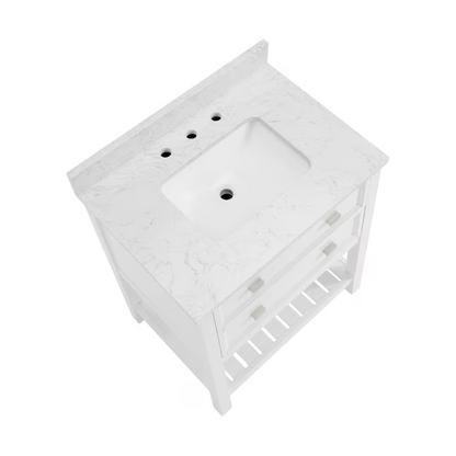 Alpine Reserve Canterbury 30-in White Undermount Single Sink Bathroom Vanity with Natural Carrara Marble Top, 1227VA-30-201-900-UM, FINAL PRICE: $399.99 + Tax