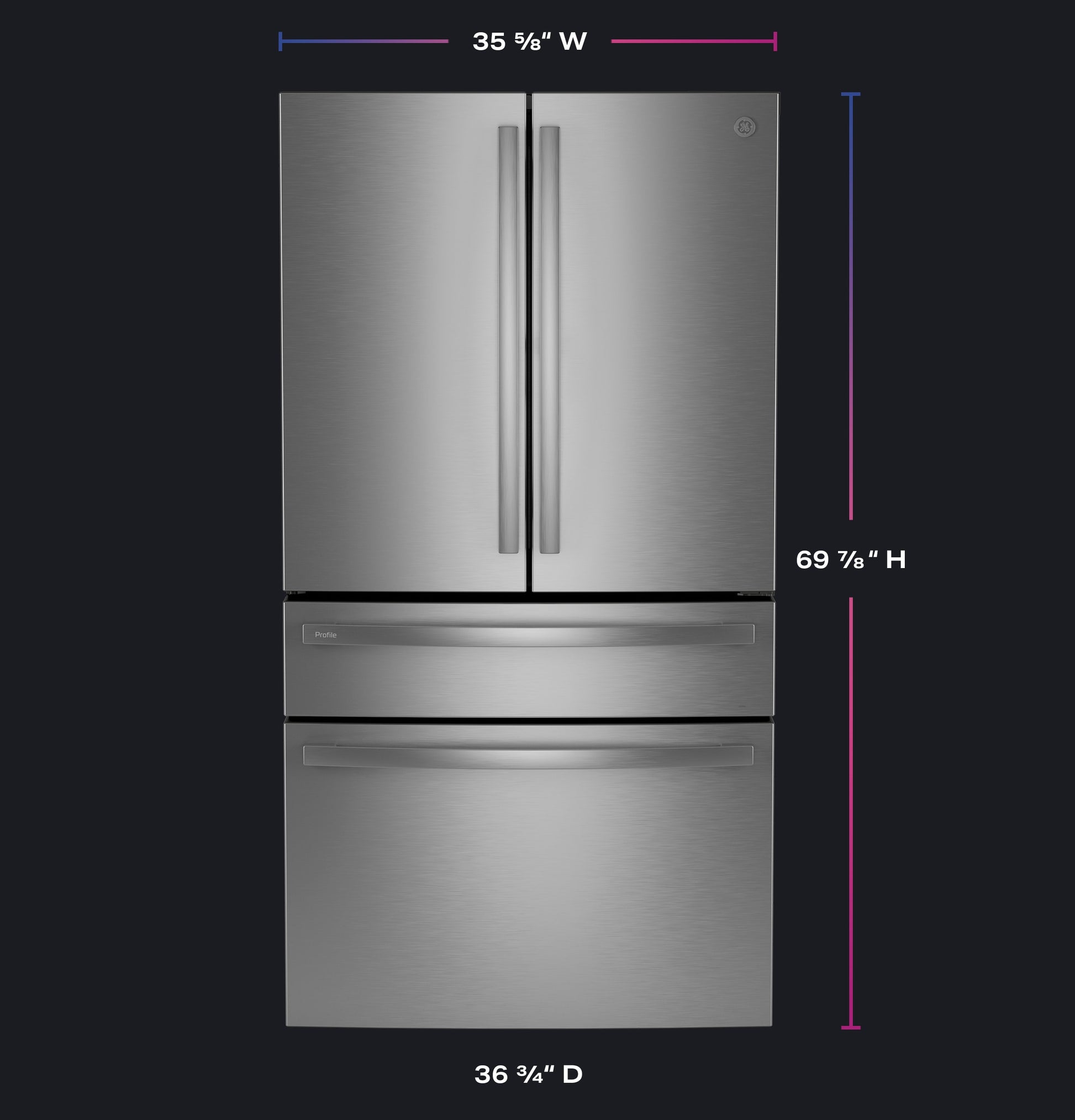GE Profile Standard-Depth 28.7-cu ft 36-in Wide with Ice Maker ( Fingerprint-resistant Stainless Steel ) ENERGY STAR Certified