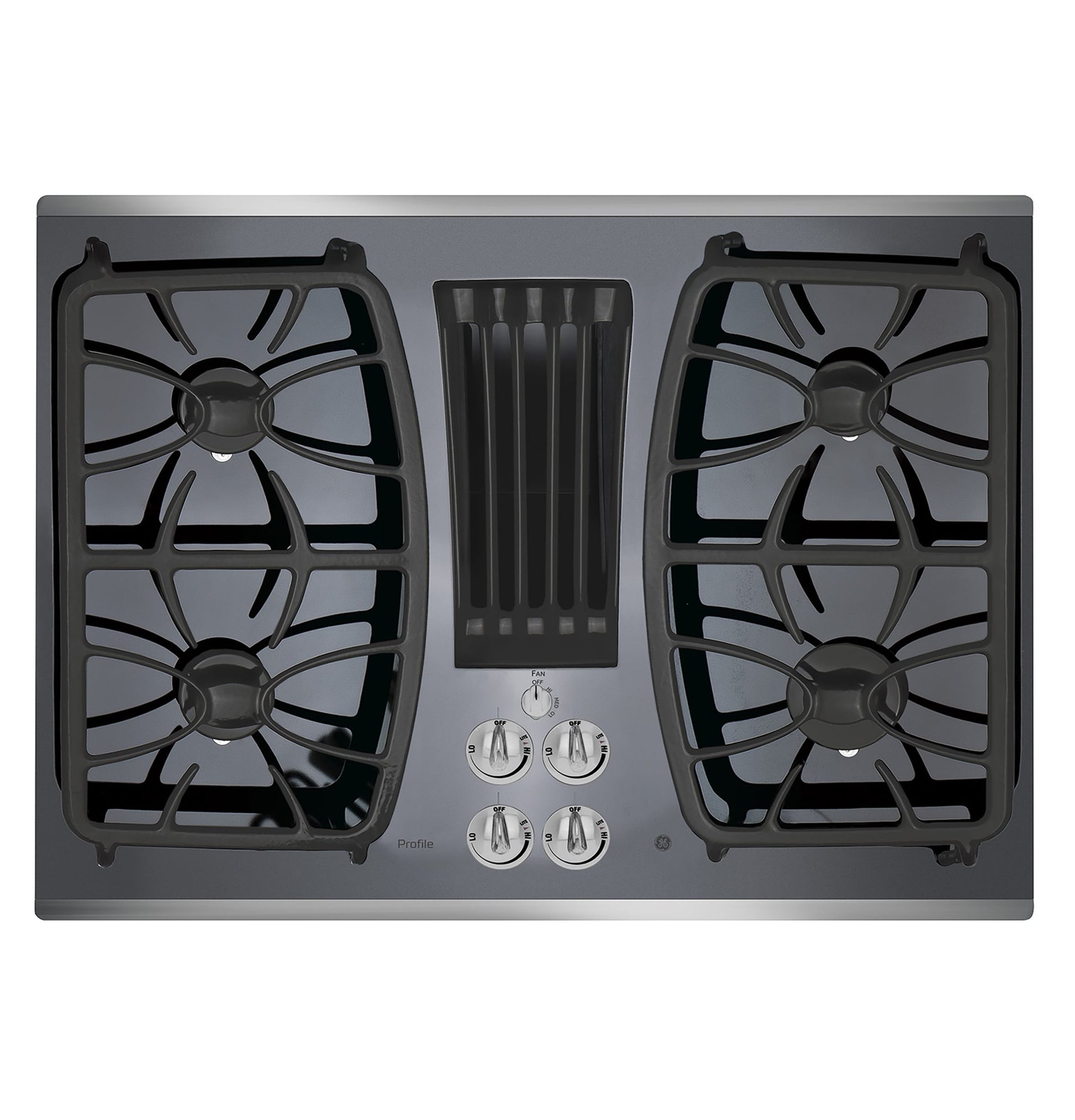 GE Profile 30-in 4 burners Stainless Steel Gas Cooktop with Downdraft Exhaust