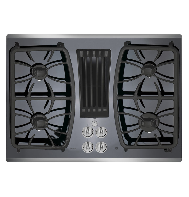 GE Profile 30-in 4 burners Stainless Steel Gas Cooktop with Downdraft Exhaust