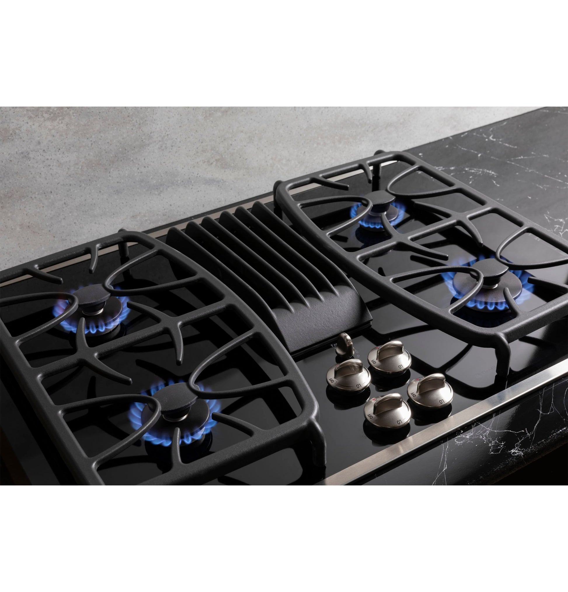 GE Profile 30-in 4 burners Stainless Steel Gas Cooktop with Downdraft Exhaust