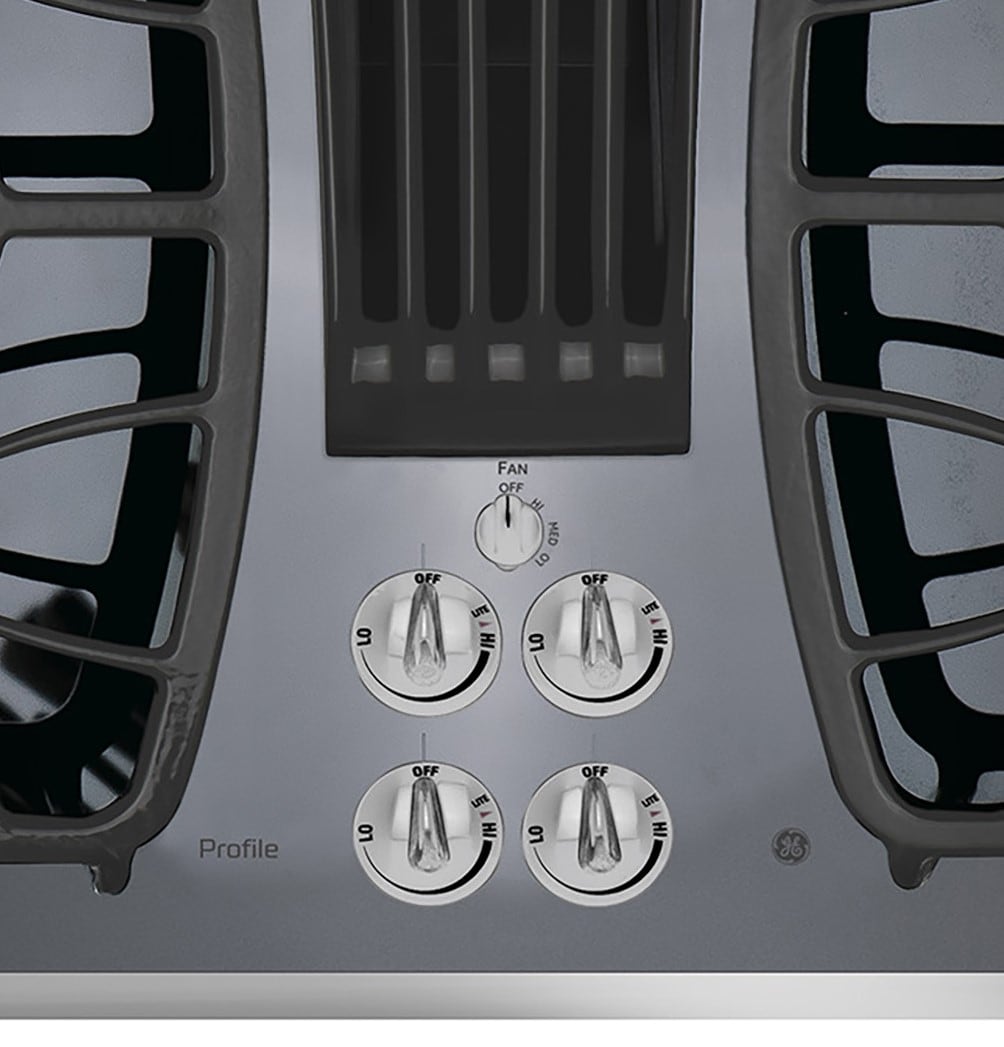 GE Profile 30-in 4 burners Stainless Steel Gas Cooktop with Downdraft Exhaust