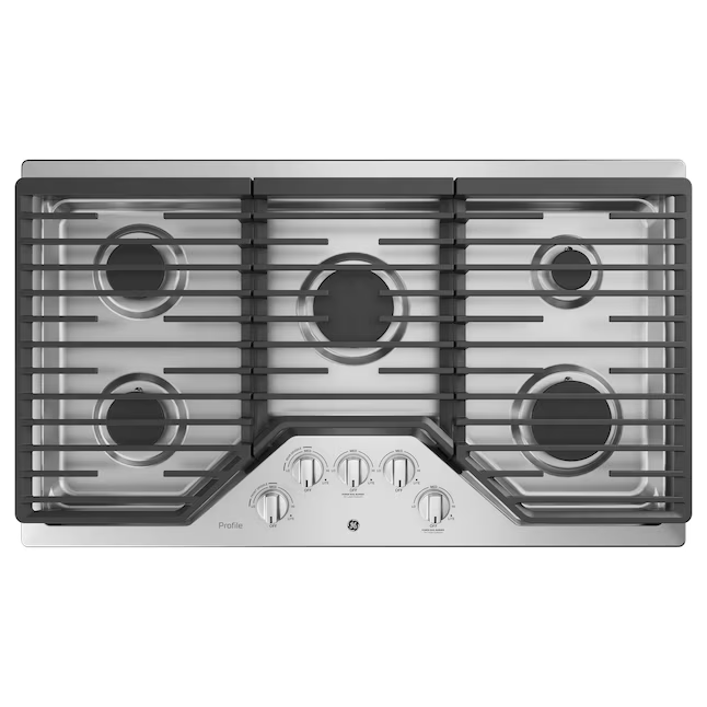 GE Profile 36-in 5 burners Stainless Steel Gas Cooktop, PGP7036SLSS