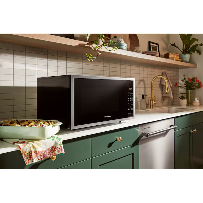 KitchenAid 2.2-cu ft Large 1200-Watt Sensor Cooking Controls Countertop Microwave (Stainless Steel)