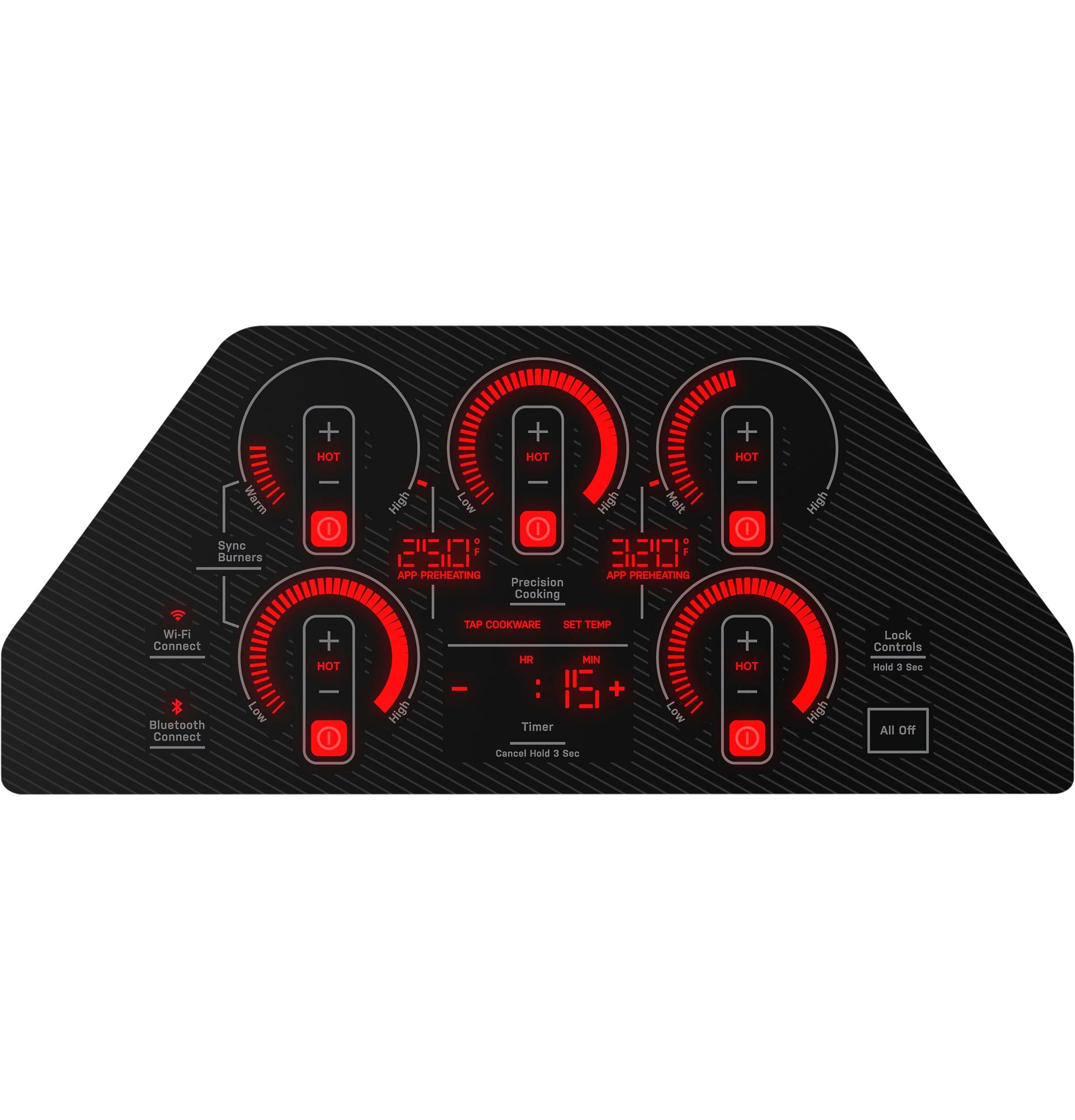 GE Profile 36-in 5 burners Black Smart Compatible Induction Cooktop with Bridge Element