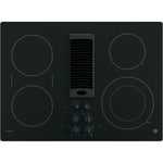 GE Profile 30-in 4 burners Smooth surface Black Electric Cooktop with Downdraft Exhaust with Bridge Element