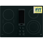 GE Profile 30-in 4 burners Smooth surface Black Electric Cooktop with Downdraft Exhaust with Bridge Element