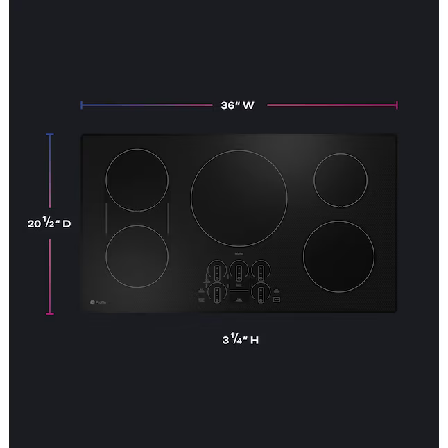 GE Profile 36-in 5 Burners Black Smart Induction Cooktop with Bridge Element