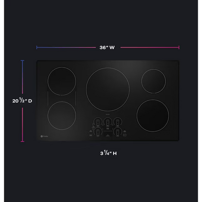 GE Profile 36-in 5 Burners Black Smart Induction Cooktop with Bridge Element