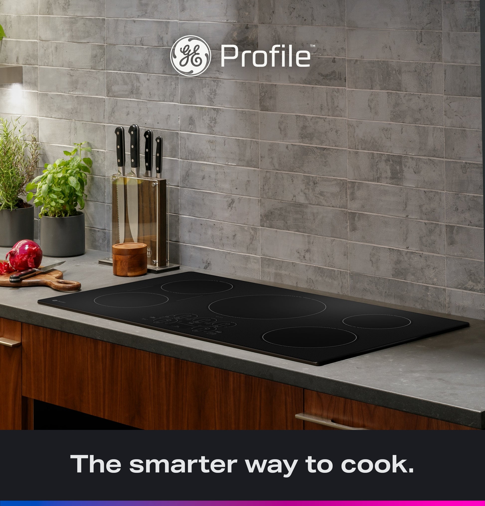 GE Profile 36-in 5 burners Black Smart Compatible Induction Cooktop with Bridge Element