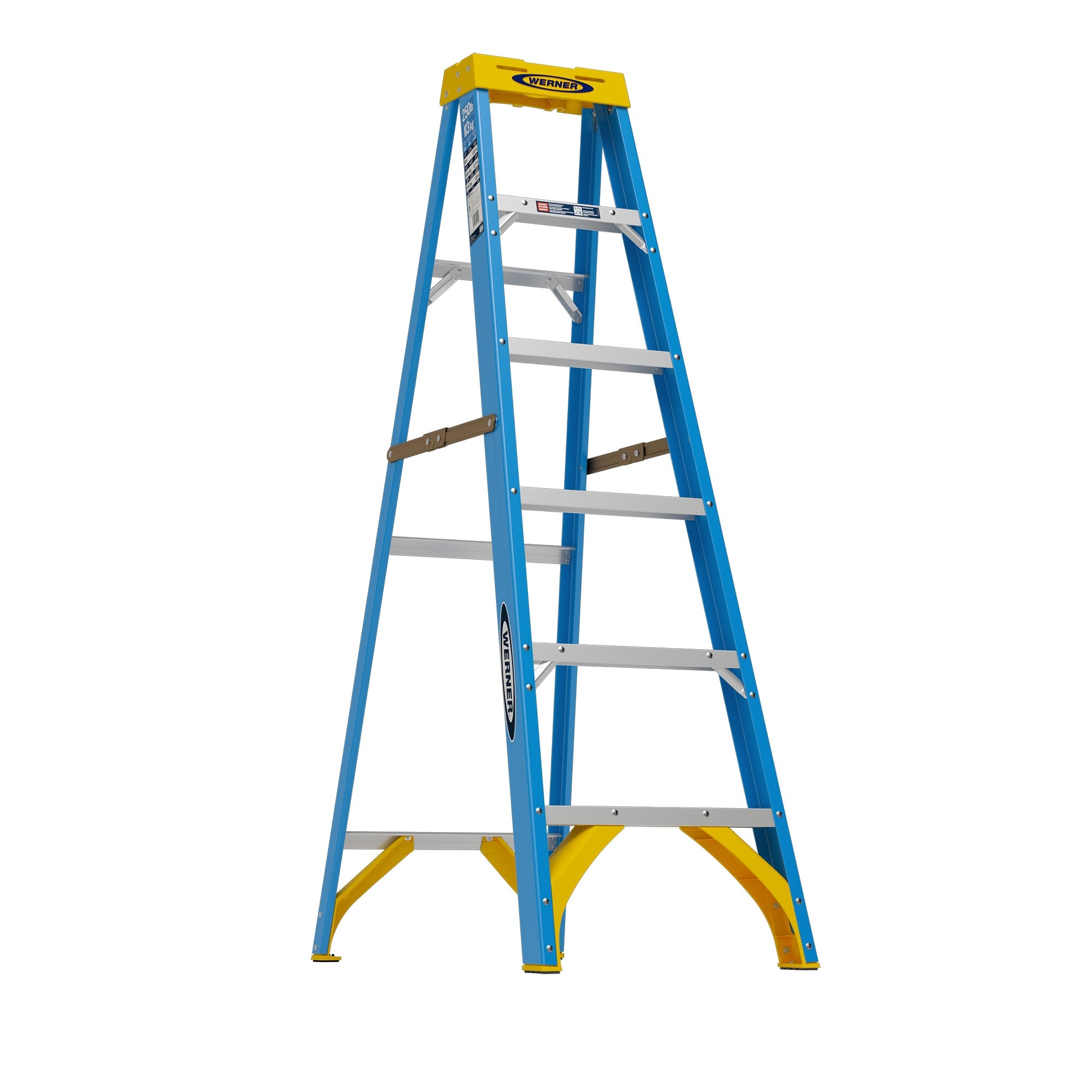 Werner FS100 6-ft ( 10-ft Reach Height ) Fiberglass Type 1 - 250 lbs. Load Capacity Step ladder, FS106