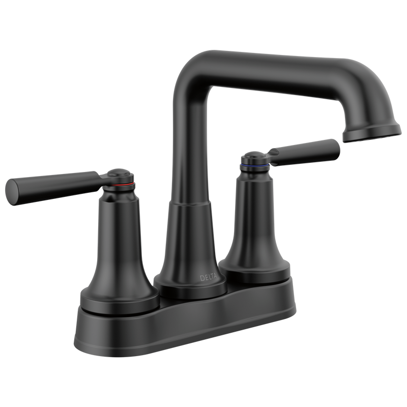 Delta Saylor Two Handle Tract-Pack Centerset Bathroom Faucet in Matte Black, 2536-BLTP-DST, MRSP: $285.6, FINAL PRICE: $ + TAX