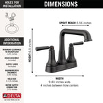 Delta Saylor Two Handle Tract-Pack Centerset Bathroom Faucet in Matte Black, 2536-BLTP-DST, MRSP: $285.6, FINAL PRICE: $ + TAX