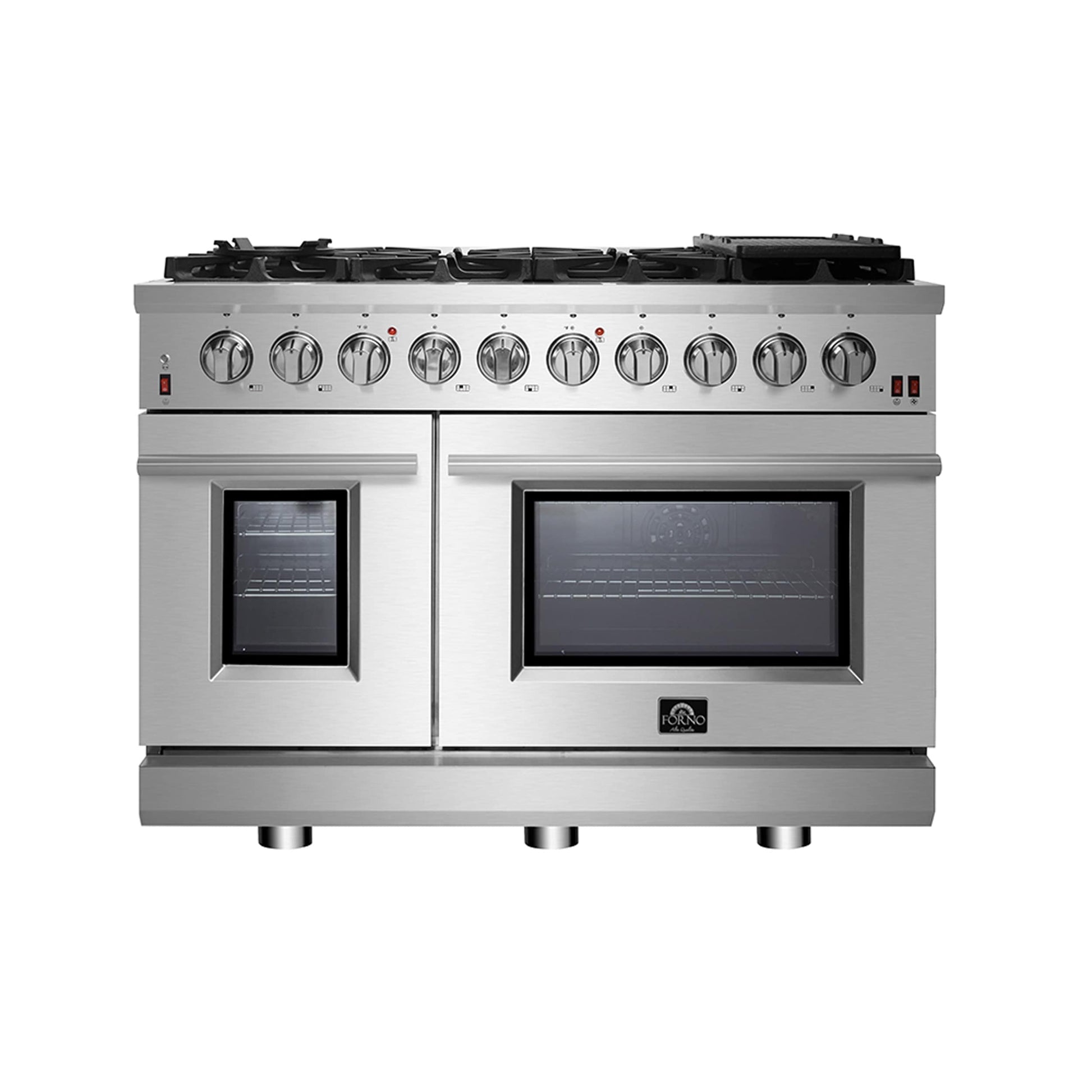 FORNO Massimo 48-in 8 burners 4.32-cu ft / 2.26-cu ft Air Fry Convection Oven Freestanding Double Oven Gas Range