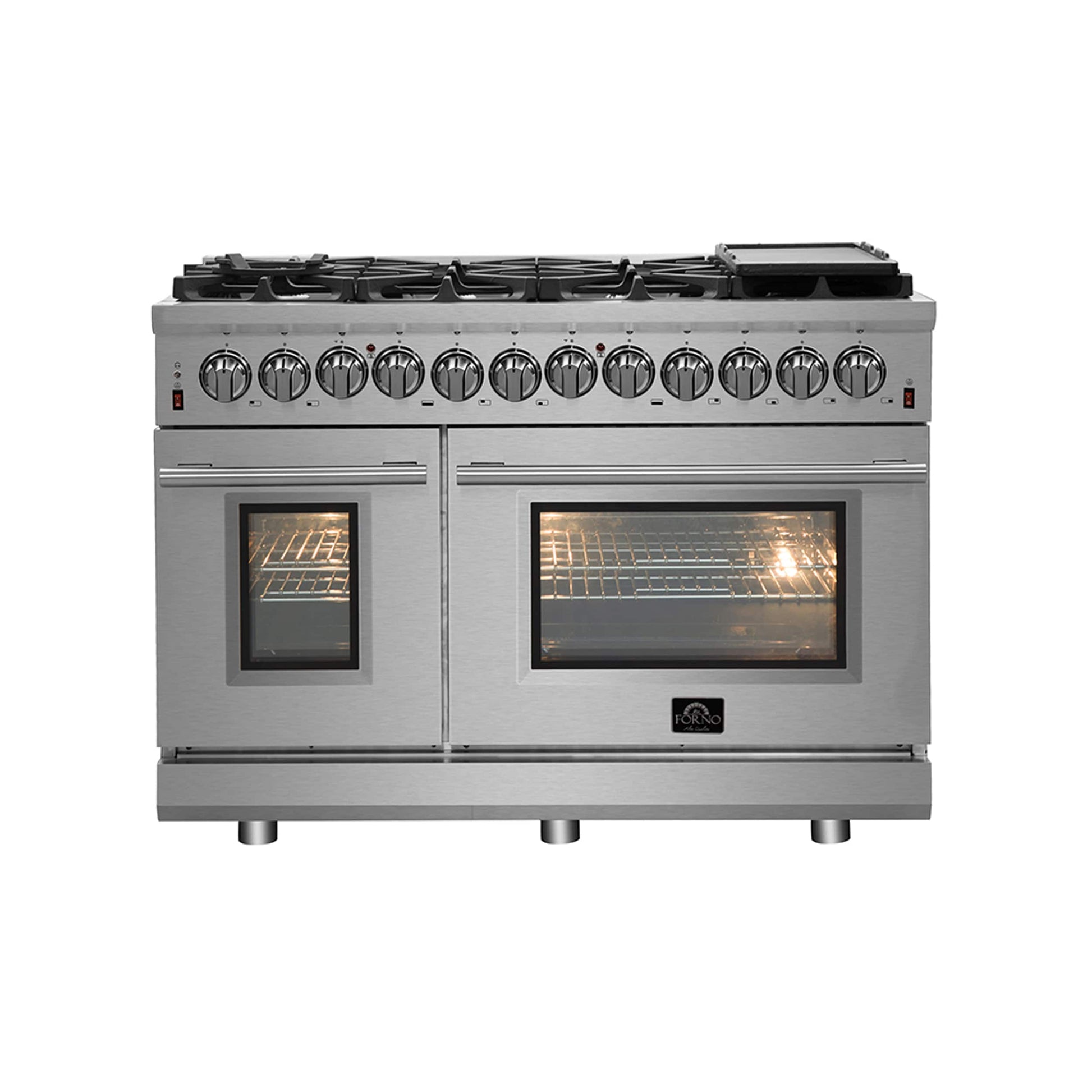 FORNO Massimo 48-in 8 burners 4.32-cu ft / 2.26-cu ft Air Fry Convection Oven Freestanding Double Oven Gas Range